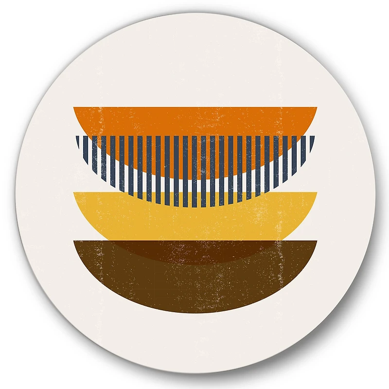 Designart - Abstract Geometric Moon In Earth Tones - Modern Metal Circle Wall Art