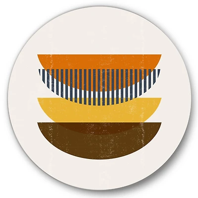 Designart - Abstract Geometric Moon In Earth Tones - Modern Metal Circle Wall Art