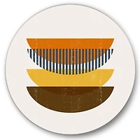 Designart - Abstract Geometric Moon In Earth Tones - Modern Metal Circle Wall Art