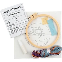 6" Cat with Bubbly Punch Needle Kit with Hoop by Loops & Threads®