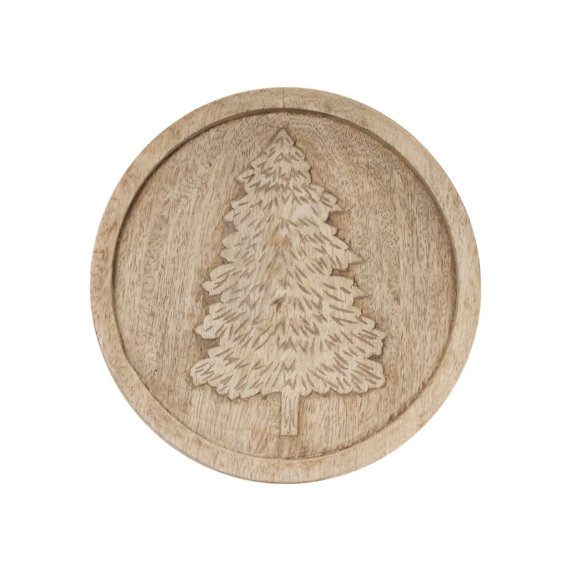 Tree & Snowflake Natural Wood Holiday Trivet Set