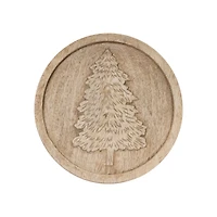 Tree & Snowflake Natural Wood Holiday Trivet Set