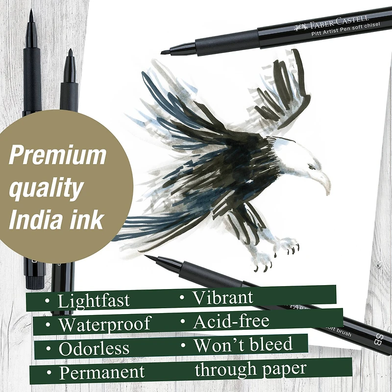Faber-Castell® PITT® 4 Piece Black Artist Pen Set
