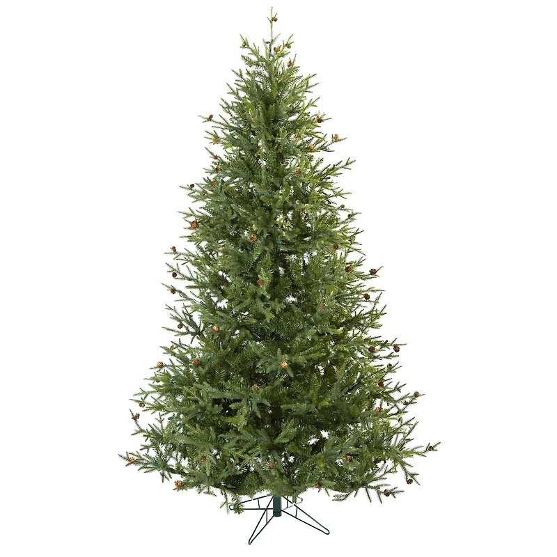 7.5ft. Pre-Lit Classic Pine & Pinecone Artificial Christmas Tree, Clear Lights