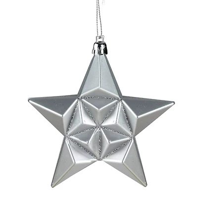 12ct. 5" Glitter & Matte Silver Splendor Shatterproof Star Christmas Ornaments