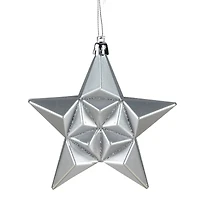 12ct. 5" Glitter & Matte Silver Splendor Shatterproof Star Christmas Ornaments