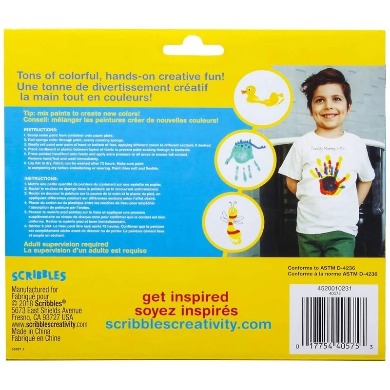 Scribbles™ Rainbow Fabric Finger Paint & Roller Kit