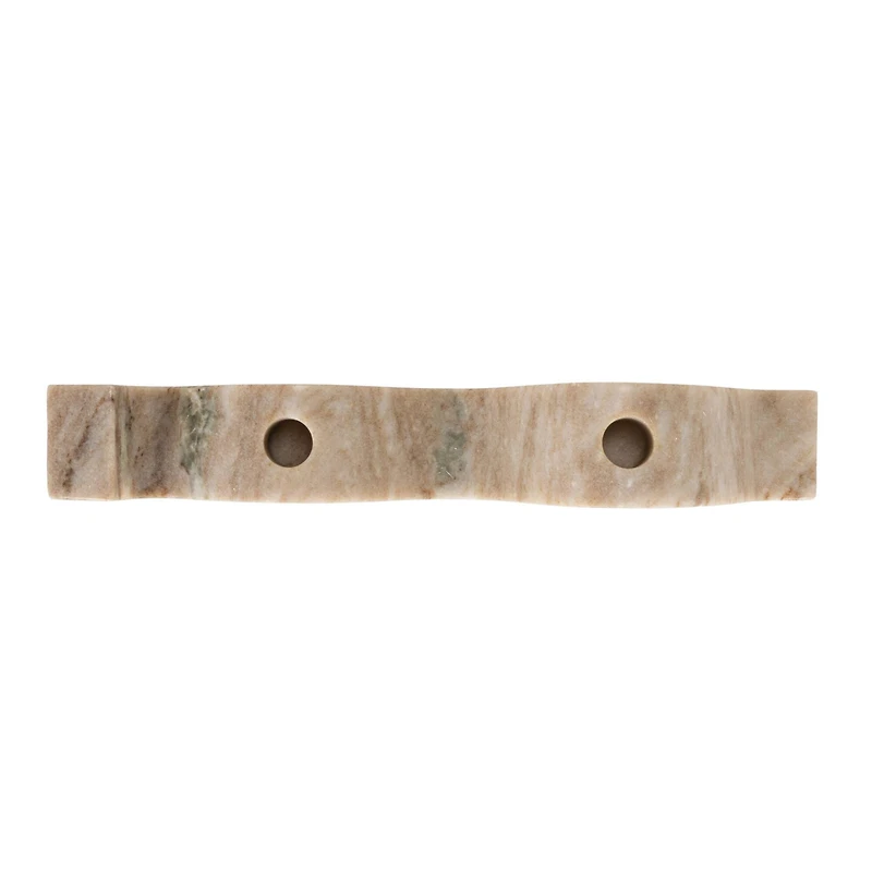 Hello Honey® 14.5" Beige Modern Marble and Brass Wave Double Taper Holder