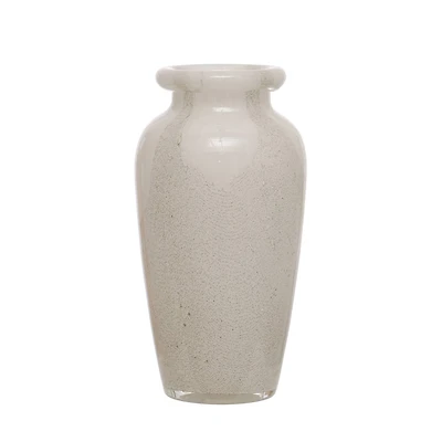 Hello Honey® 10.5" White & Gray Round Art Glass Vase