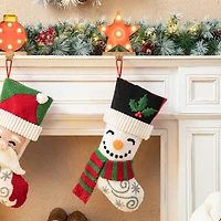 Glitzhome® 20.5" Santa & Snowman Hooked Stocking Set
