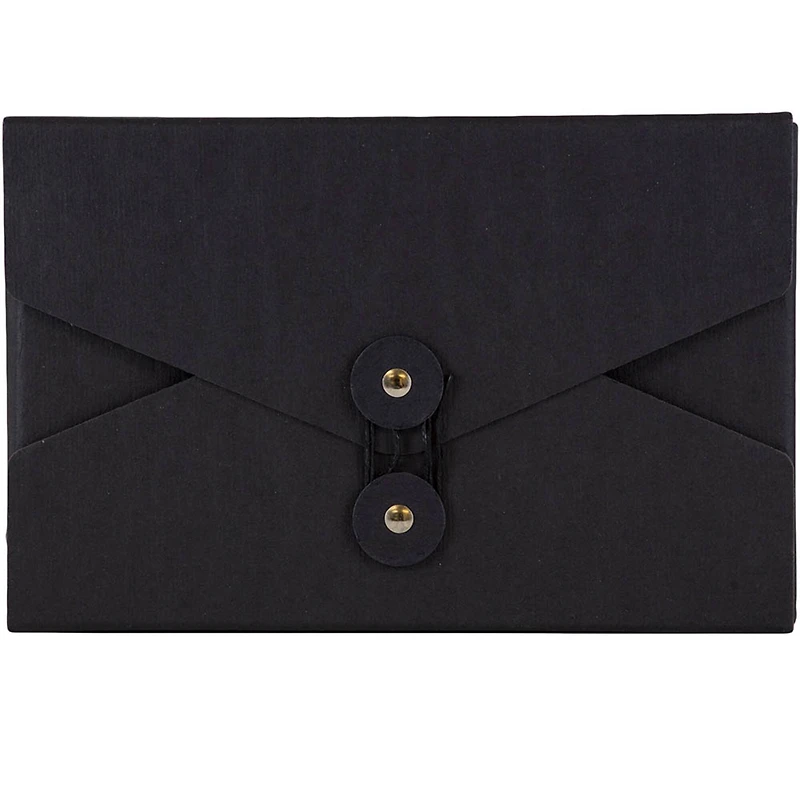 JAM Paper Black Kraft Portfolio with Button and String Tie Closure 5.5" x 8.5"