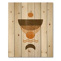 Designart - Abstract Minimal Orange Sun and Brown Moon