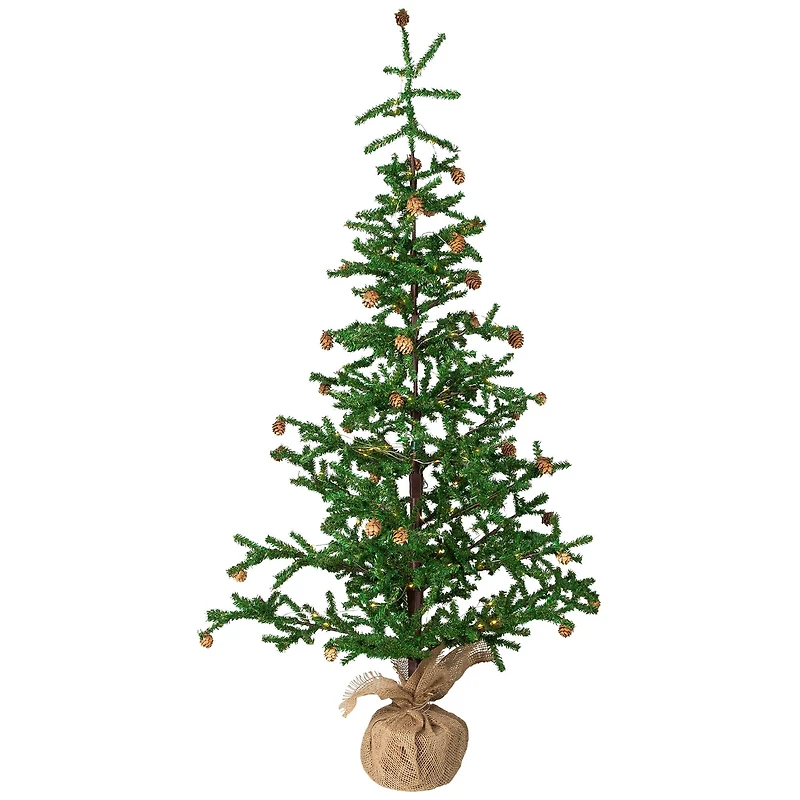 4ft. Pre-Lit Christmas Tree with Pinecones & Burlap Base, Clear Lights