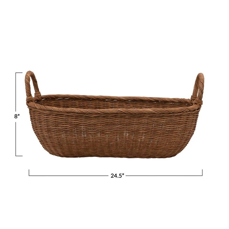 Hello Honey® Small Natural Handwoven Wicker Basket with Handles