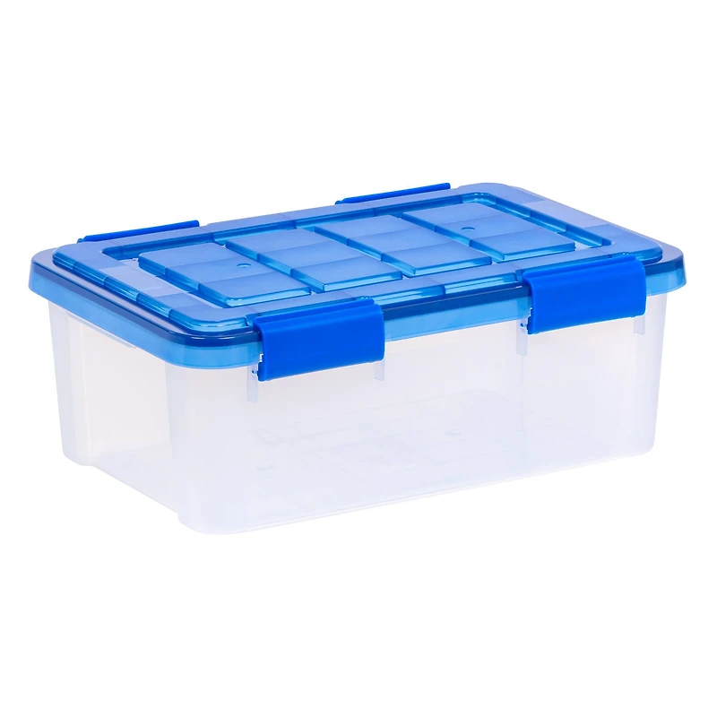IRIS® WeatherPro™ 16qt. Clear Heavy Duty Plastic Storage Bin with Blue Lid