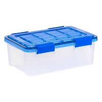 IRIS® WeatherPro™ 16qt. Clear Heavy Duty Plastic Storage Bin with Blue Lid