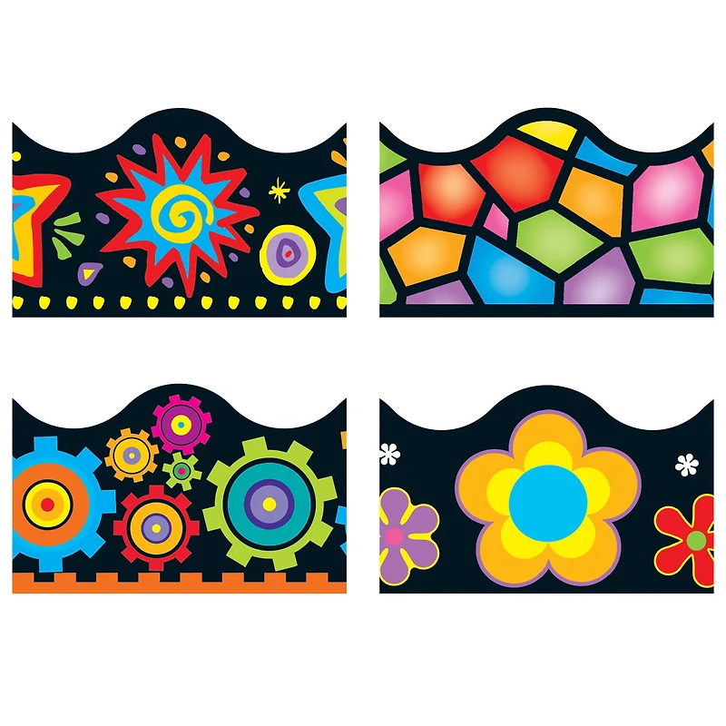 Trend Enterprises® Terrific Trimmers® Brights on Black Border Variety Pack, 312ft.