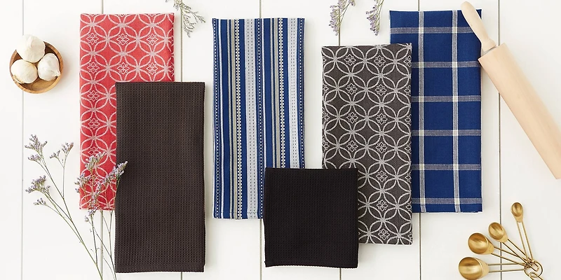 DII® Assorted Red Dishtowel & Dishcloth (Set of 5)