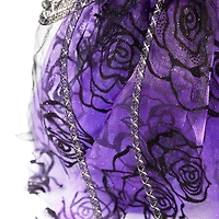 29" Purple & Black Striped Animated Witches Halloween Broom with Bat Accents