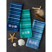 DII® Embroidered Blue Sea Dishtowel Set