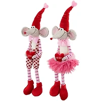 20" Mice with Heart Pillows Valentine's Day Figures Set
