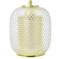 Hello Honey® Clear & Gold Embossed Glass Shade Pendant Lamp with Brass Accents