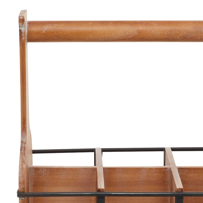 15" Brown Wood Farmhouse Wine Rack