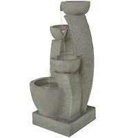 43.5" Gray Fiberglass 4-Tier Fountain with LED Light