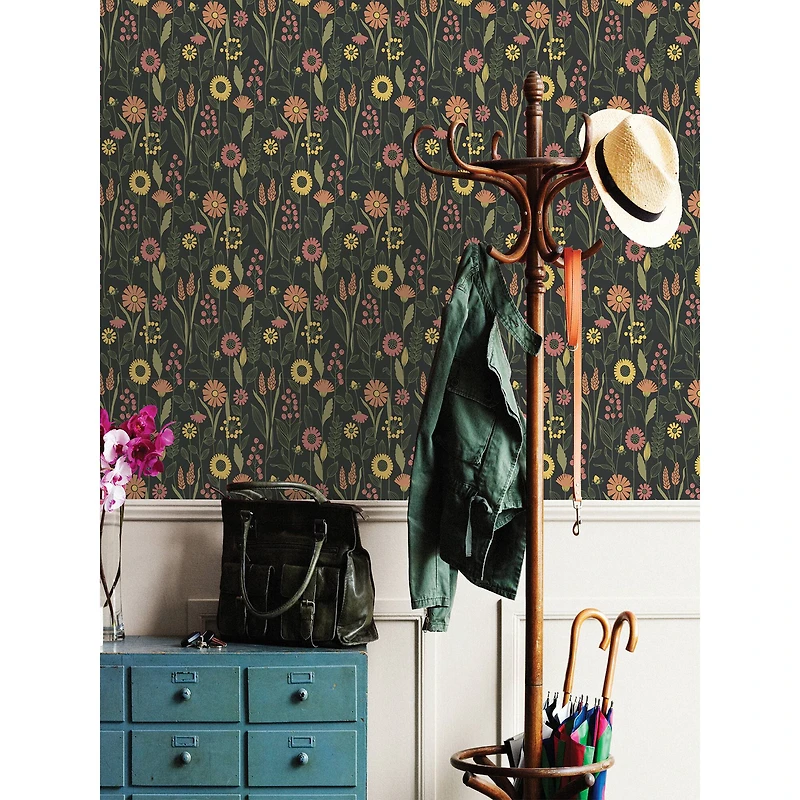 NuWallpaper Charcoal Jane Peel & Stick Wallpaper