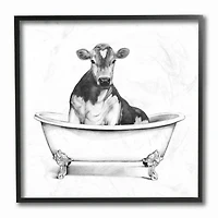 Stupell Industries Cow in Claw Tub with Black Frame Wall Accent