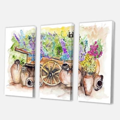 Designart - Lavender Flowers On Ancient Cart