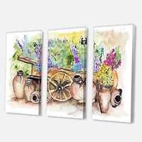 Designart - Lavender Flowers On Ancient Cart