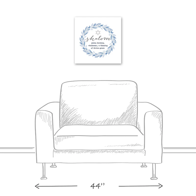 Shalom Def Wreath Blue 16x16 Canvas Wall Art