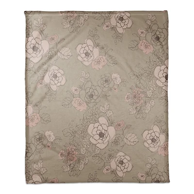 Intricate Floral Coral Fleece Blanket