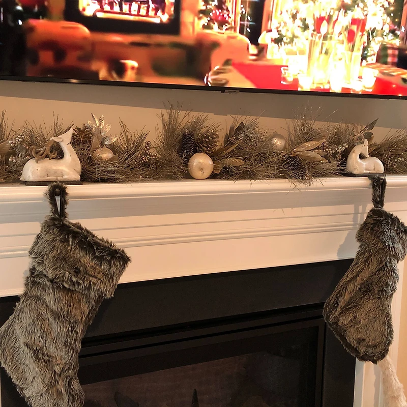 Glitter Pomegranate Apples & Pine Cones Garland, Unlit