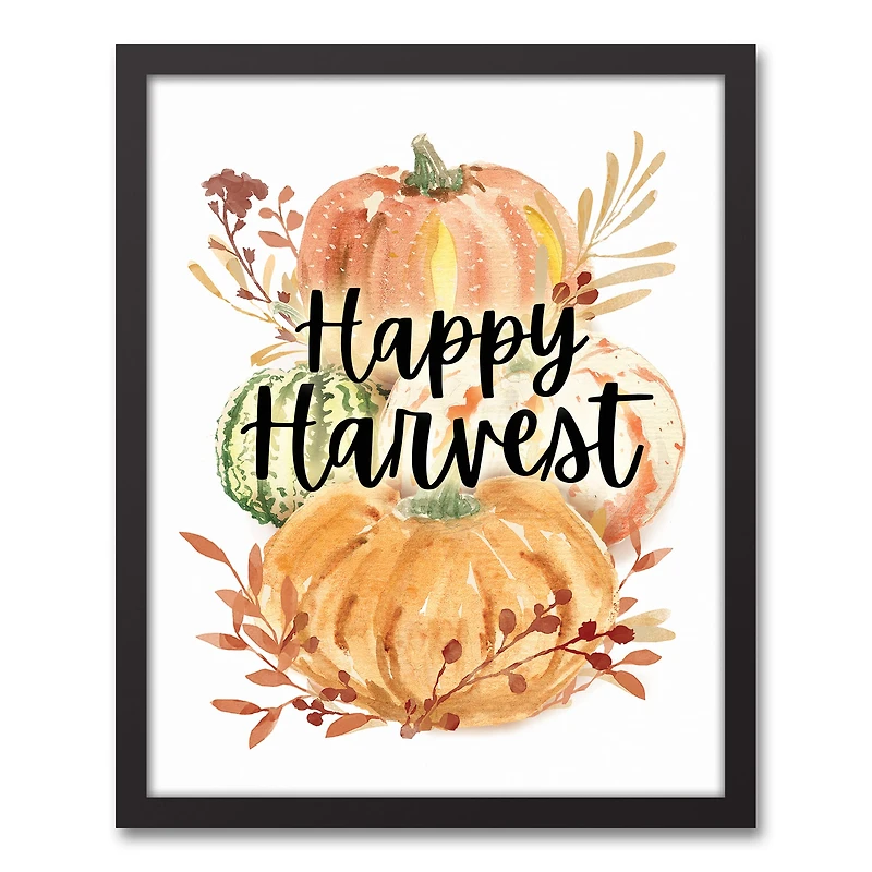 Happy Harvest Black Framed Canvas Wall Art