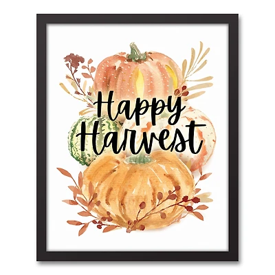 Happy Harvest Black Framed Canvas Wall Art