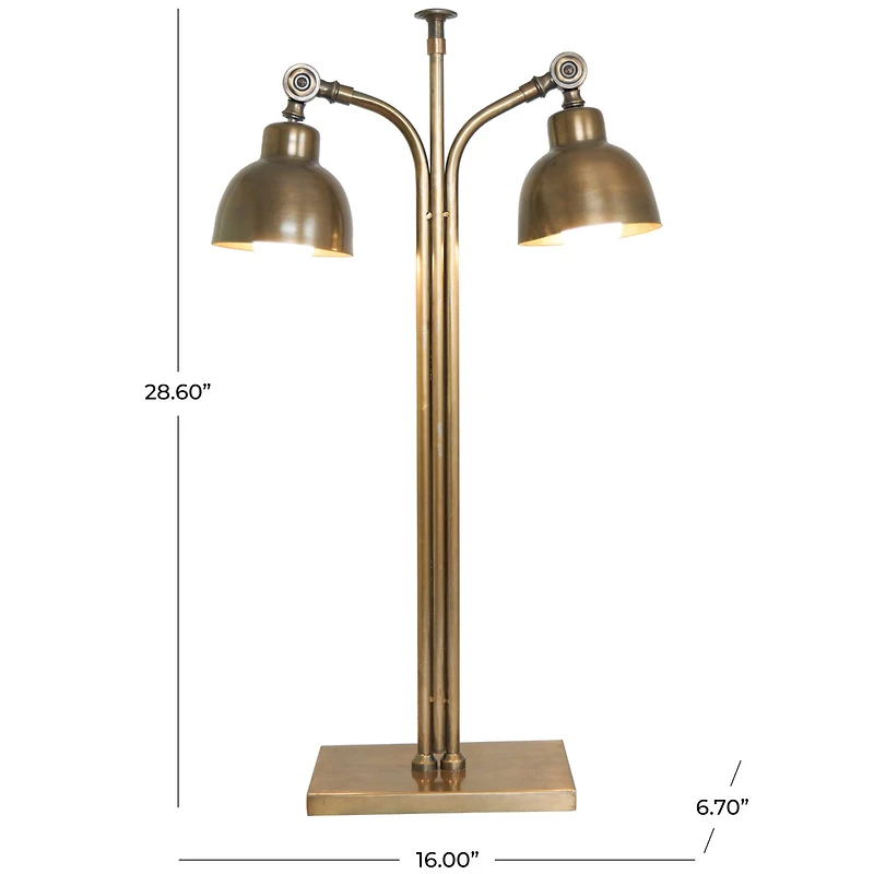 2ft. Brass Stainless Steel Desk Lamp with Double Shades