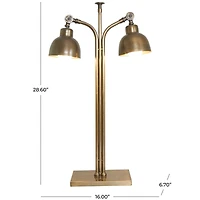 2ft. Brass Stainless Steel Desk Lamp with Double Shades