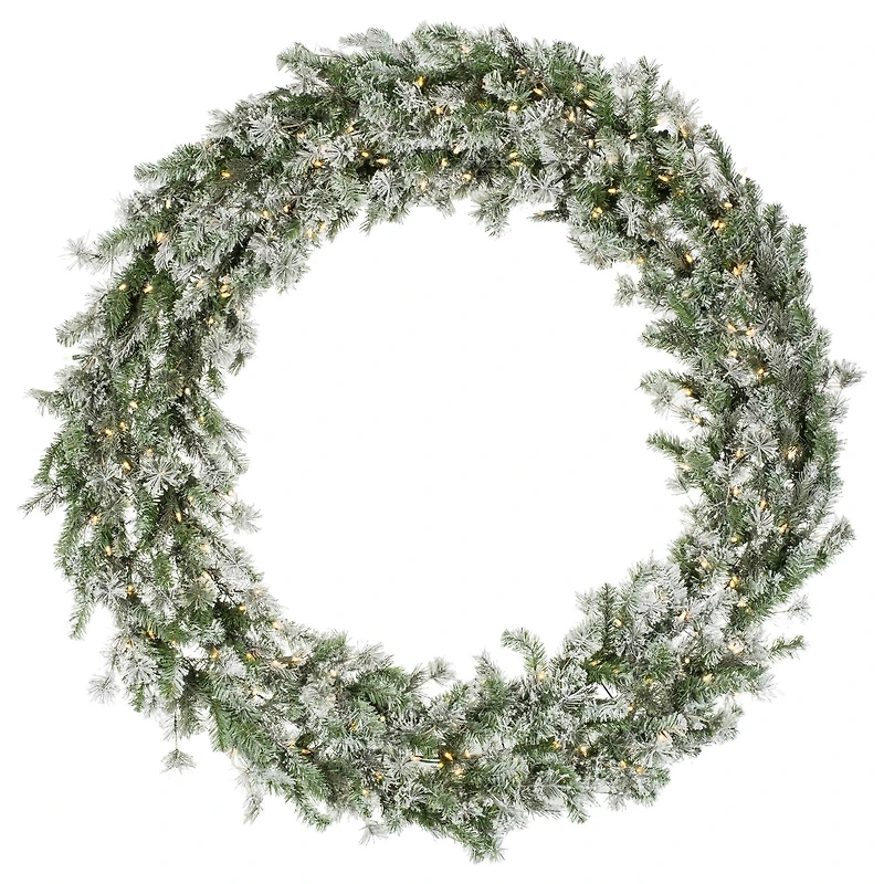 60" Pre-Lit Flocked Kiana Artificial Christmas Wreath, Warm White Dura-Lit® LED Mini Lights