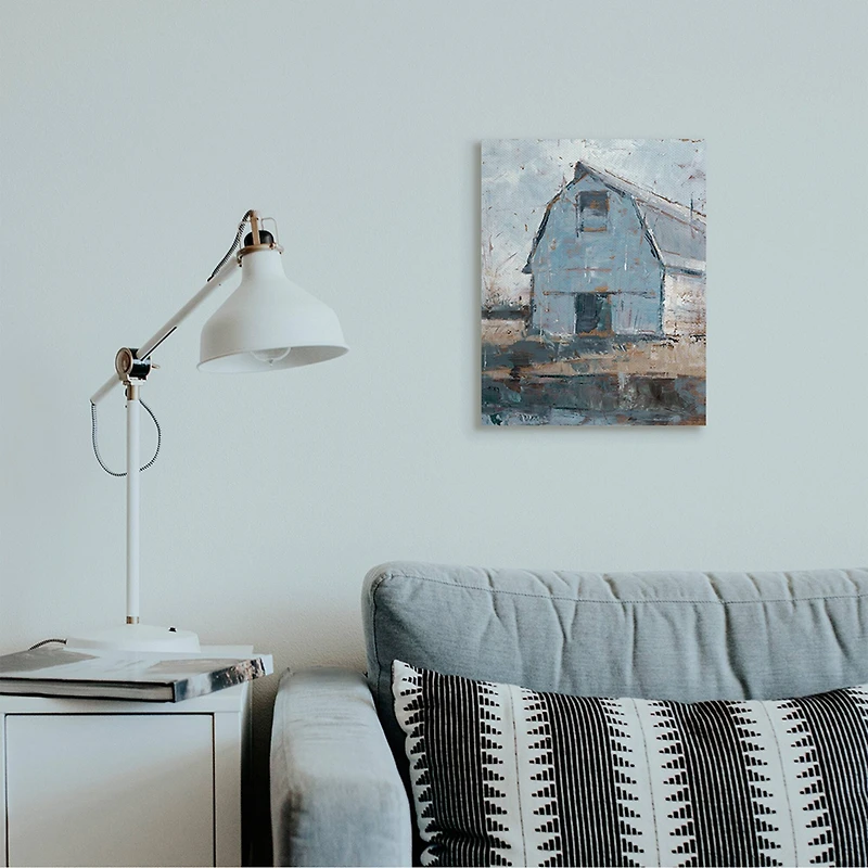 Stupell Industries Abstract Distressed White Barn Farm Architecture Canvas Wall Art