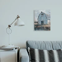 Stupell Industries Abstract Distressed White Barn Farm Architecture Canvas Wall Art