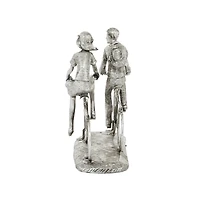 Silver Polystone Contemporary Bicycle Sculpture, 10" x 11" x 5"