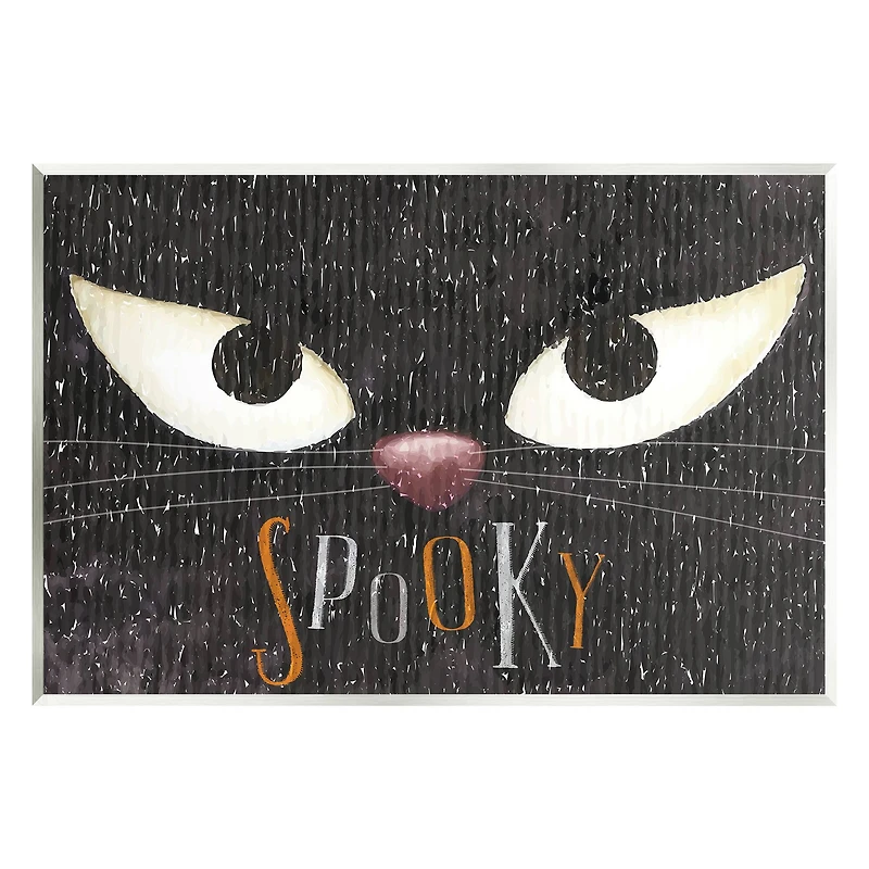 Stupell Industries Spooky Halloween Black Cat Eyes Wall Plaque