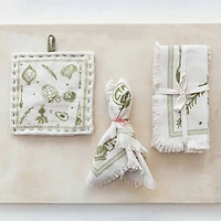 Hello Honey® Green Vegetable Cotton & Linen Napkins with Fringe, 4ct.