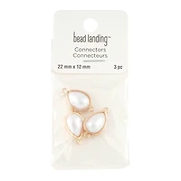 White & Gold Pearl Oval Connectors, 22mm by Bead Landing™