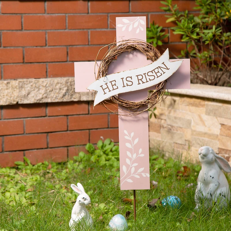Glitzhome® 32" Easter He is Risen Yard Stake