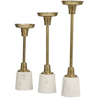 Gold Aluminum Slim Candle Holder with White Marble Base Set