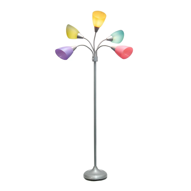 Simple Designs™ 5.6ft. 5-Light Gooseneck Silver Floor Lamp