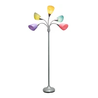 Simple Designs™ 5.6ft. 5-Light Gooseneck Silver Floor Lamp